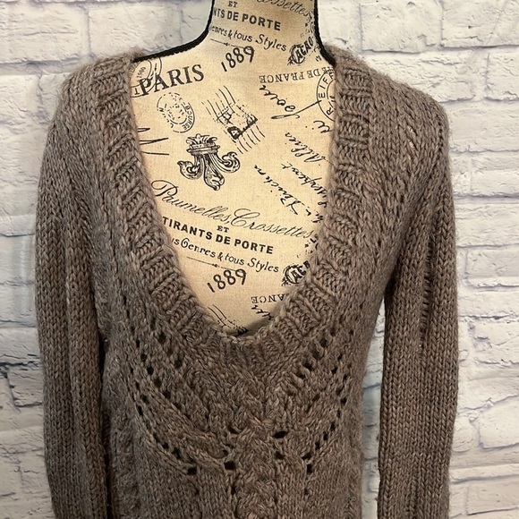 Duffy V-neck Sweater Alpaca Blend Size Small Brown Oversized - Picture 2 of 8